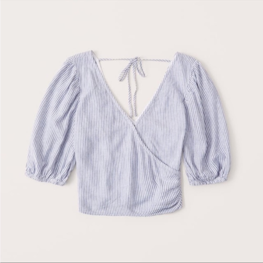 Abercrombie & Fitch Linen-Blend Wrap-Front Blouse